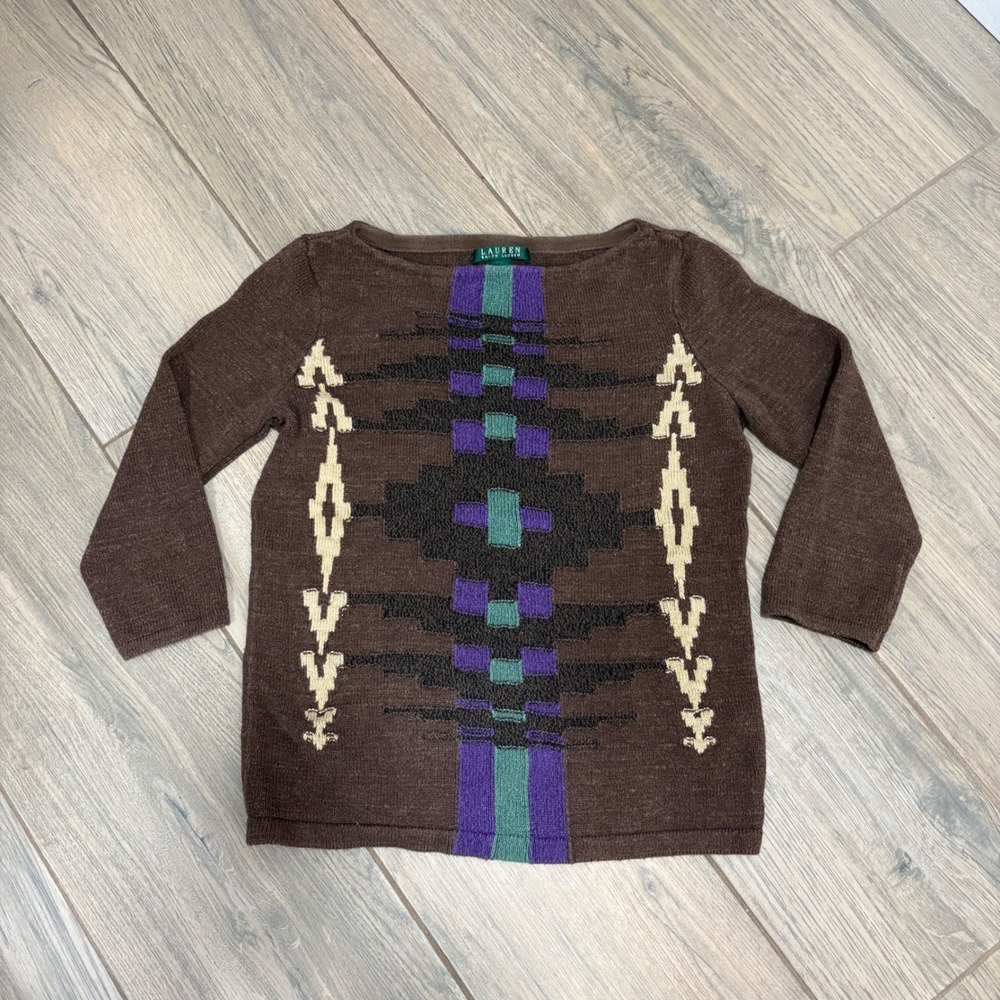 Lauren Ralph Lauren Vintage Cotton Aztec Pattern Size Small